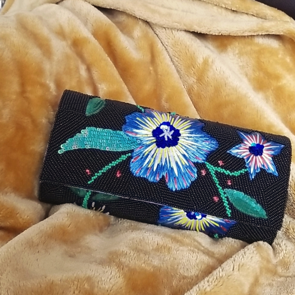 Anthropologie beaded and embroidered clutch